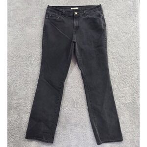 Levi's 505 Straight‎ Jeans Women's 12M Washed Black Denim Stretch 32x29